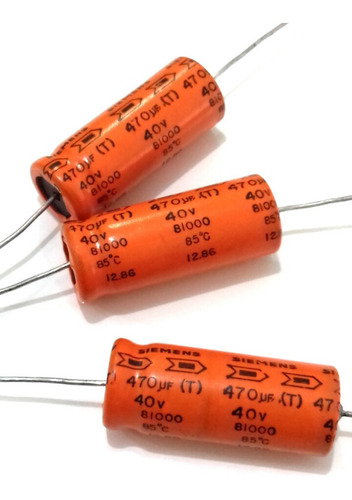 Kit 3 Capacitor Eletrolitico Axial 470uf 40v 85º Siemens