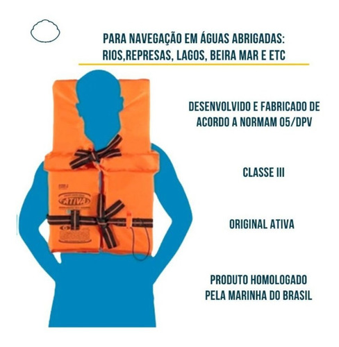 Kit 5 Coletes Salva Vidas Classe Lll Homologado Tam. M