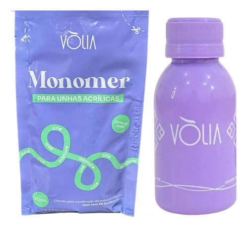 Monomer Liquido Unhas Acrilicas 30ml + Frasco 60ml - Volia