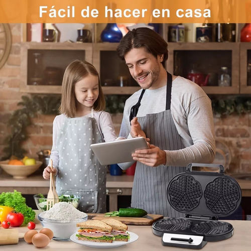 Wafflera Doble Eléctrica Raf R-557 1200w Máquina De Waffles Color Plateado