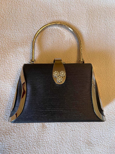 Cartera De Fiesta Negra Con Plateado