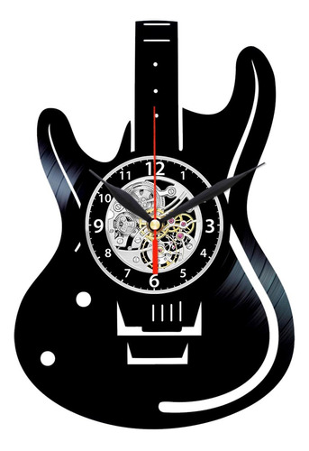 Reloj Con Forma De Guitarra - Arte De Disco De Vinilo - Dec.