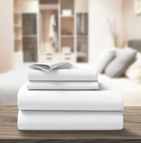 Juego De Sábanas Queen Linea Blancaok Hotelera Onix 600 Hls Blanco Liso