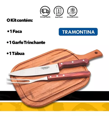 Jogo Churrasco Tramontina Faca Garfo Trinchante Tábua 3Peças - Utensílios  de Cozinha - Cozinha - Casa, Móveis e Decoração