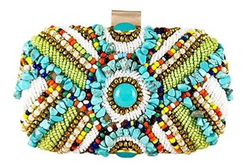 Vintage Colorful Stones Mujeres Bolso De Mano Con Cuentas Bo