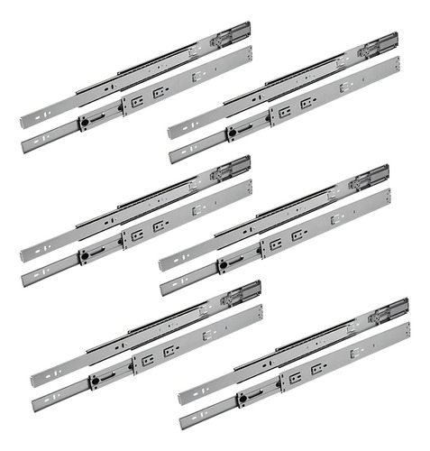 6 Pares De Corrediça Telescópica 45cm Reforçada Zincada 18p