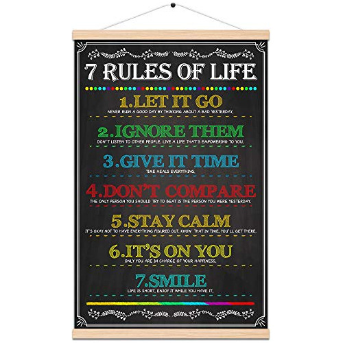 Póster De Lienzo De 7 Reglas De Vida Citas Motivaciona...