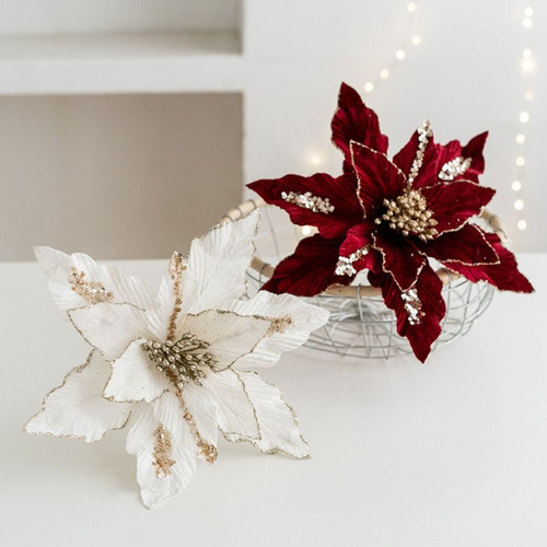 Flores Artificiales Navideñas De 26 Cm, Regalo De Navidad