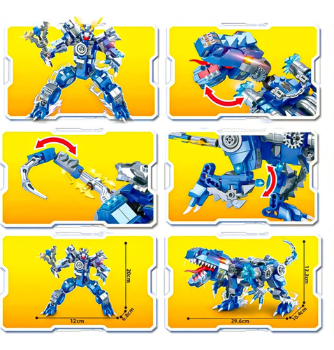 Dinosaurio Rex Transformable Jurassic Park 2en 1 Kit Armable 433 Dinosaurio Azul 2 En 1