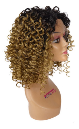 C Peruca Cacheada Frente Renda Preta Igual Cabelo Humano