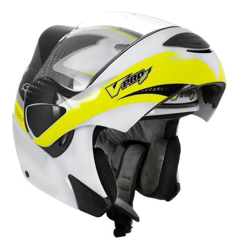 Capacete Robocop Masculino Escamoteável Pro Tork V-pro Jet 2 Cor Branco/Amarelo Tamanho do capacete 60