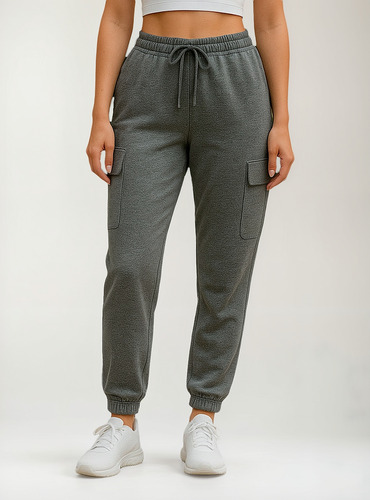 Pantalón Jogger Deportivo Mujer Bolsillos Cintura Elástica