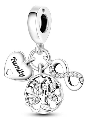 Charm 100% Auténtica Plata 925 Triple Familia Eterna