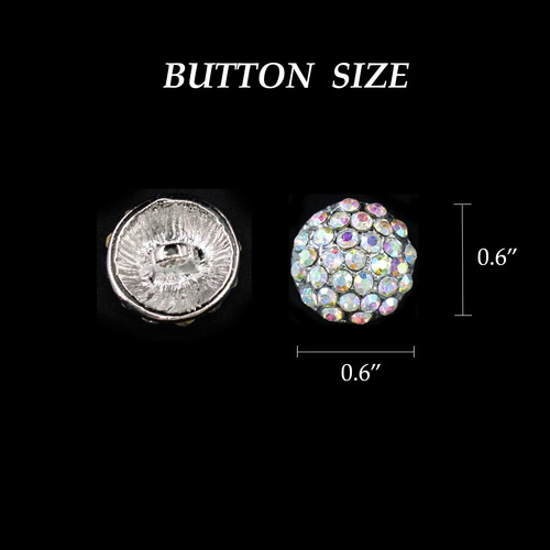 Jerler 10 Pcs Ab Sliver Rhinestone Botones Cristal...