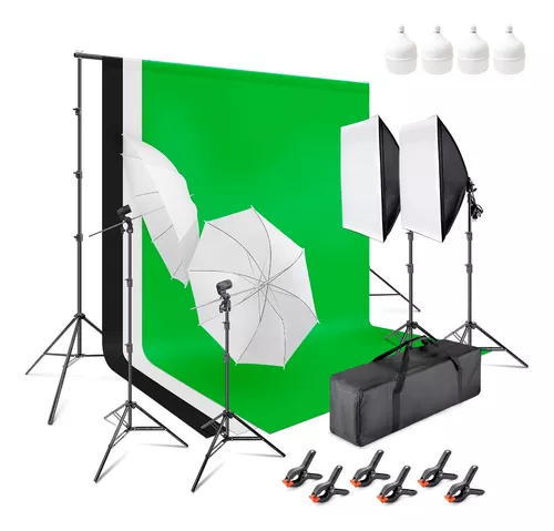 Set de estudio fotográfico profesional con luces y fondo