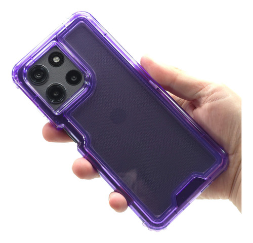 Funda 3 En 1 Para Moto G15 Case Uso Rudo Full Protector Caramelo - Violeta Moto G15