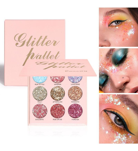 Paleta De 9 Sombras Glitter En Gel - Cmaadu  Glitter  Pallet