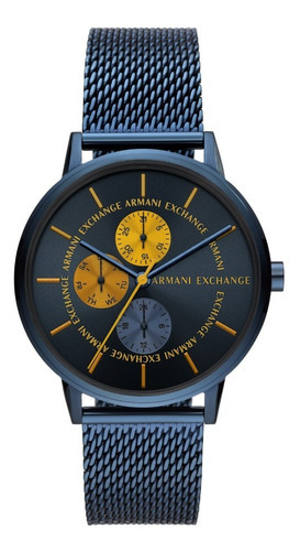 Reloj Hombre Armani Exchange Cayde Multifunción De Acero Color de la correa Azul