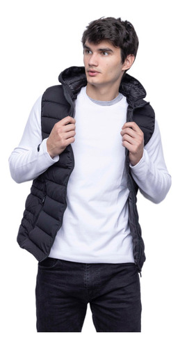 Campera Chaleco Hombre Inflado Ultra Liviano Capucha Abrigo