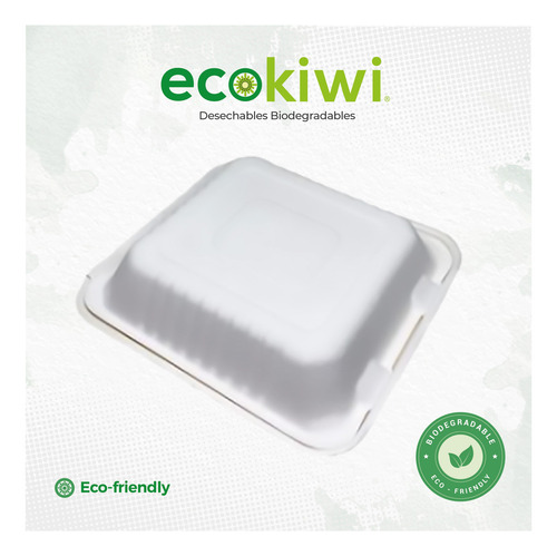 Contenedor Biodegradable Para Comida 9 X 9 .de Caña 200 Pzs.