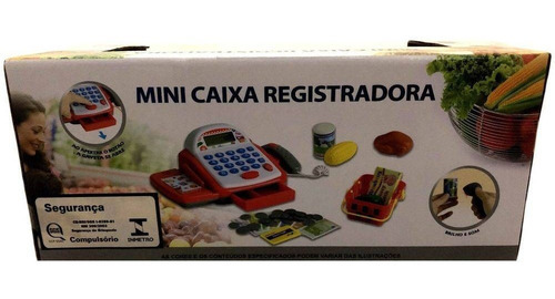 Brinquedo Mini Caixa Registradora Infantil Com Acessórios Cor Vermelho/branco/cinza
