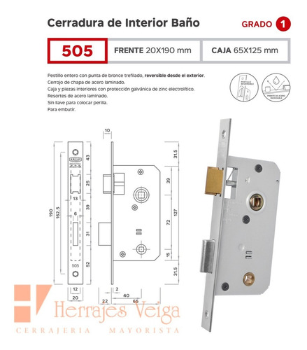 Cerradura De Baño Kallay 505 Mas Traba Y Manija Toshi Oferta