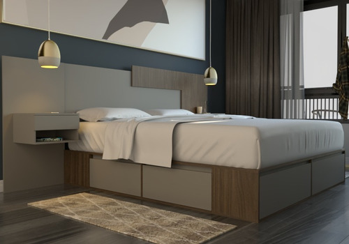 Imagen 9 de 10 de Box De Cama Con Cajonera + Zapatero Base Somier 1,80/ 2,00 M