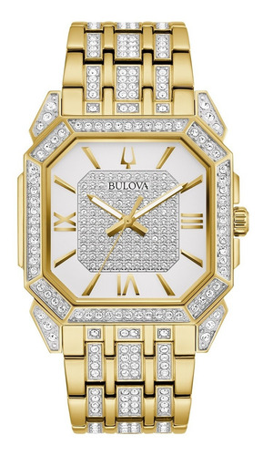98a295 Reloj Bulova Octava Crystal 38mm Dorado