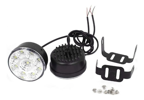 Imagen 3 de 10 de 2 Juego Faro Auxiliar Led 12v 9 Led 7cm Universal 4x4 Auto