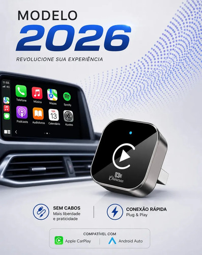Carplay Adaptador Sem Fio RB Smart slim USB / USB-C Android Auto 2 Em 1 Slim E Potente