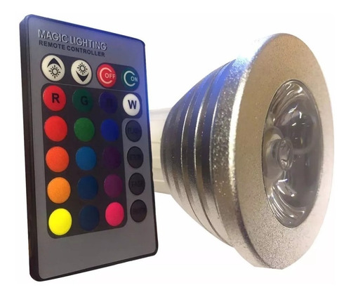 Imagen 1 de 9 de Lampara Led Gu10 3w Rgb Con Control Remoto 16 Color 220w