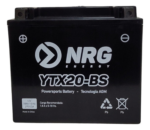 Bateria Para Moto ytx20-bs agm nrg