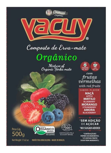 Yacuy Yerba Mate Orgánico Frutos Rojos Vacíos 500 G