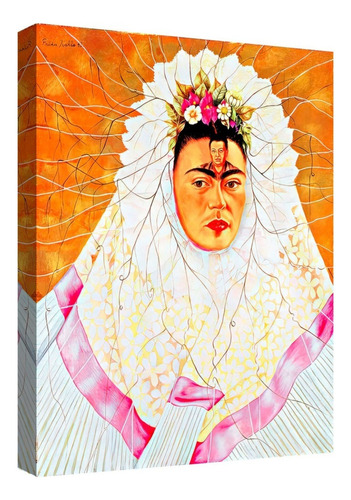 Cuadro Decorativo Canvas Coleccion Frida Kahlo 60x45 Color En Mi Pensamiento Armazón Natural