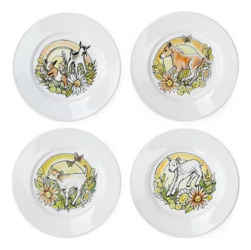 Set Platos 19 Cm De Postre Porcelana 4 Pzs Redonda