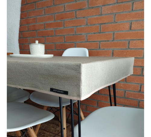 Mantel De Ecocuero Encastrable Simil Lino Mesa 180 X 95 Cm Tierra Encastrable Simil Lino