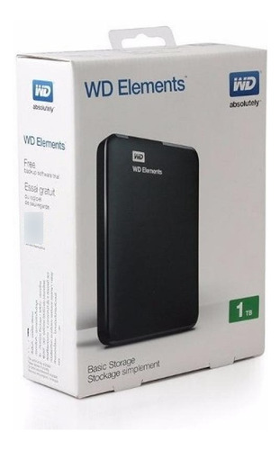 Disco duro externo Western Digital WD Elements Portable WDBUZG0010BBK 1TB negro