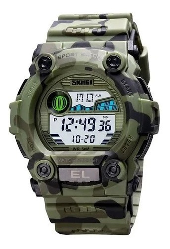 Reloj Para Niños Skmei 1635 Digital Camuflado Militar Verde