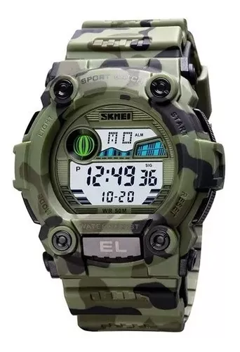 Reloj Militar Skmei 1635 Niños Digital Camuflado Gris
