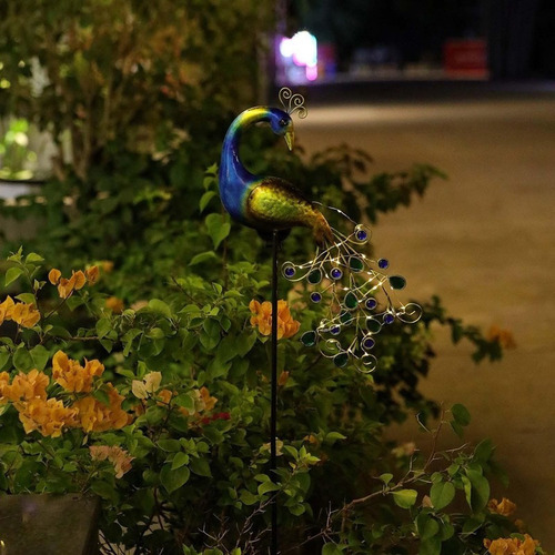 Lámpara Solar De Pavo Real Para Exteriores, Lámpara Solar