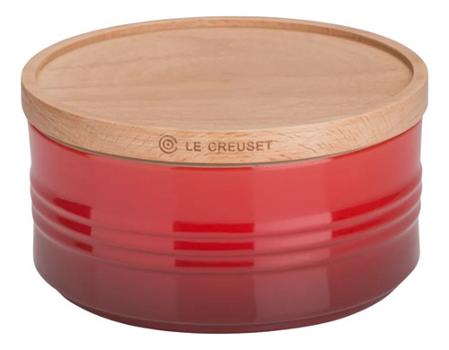 Pote Com Tampa Madeira Le Creuset Cerâmica 420ml Vermelho