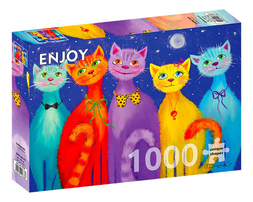 Rompecabezas Gatos De Colores Sonriendo 1000pz Luna Estrella
