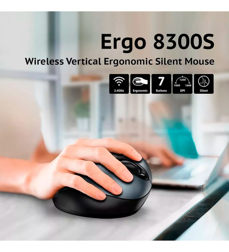 Mouse Genius Ergo 8300s Vertical 7-bot Ergonómico Negro