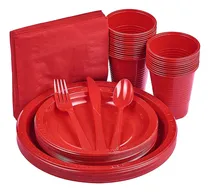 Comprar Juego De Vajilla Roja De 175 Piezas, Incluye Platos, Vasos,.