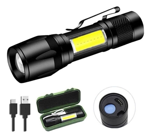 Mini Lanterna Led Tática 3 Modos Recarregável Camping