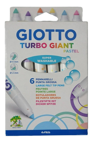 Marcador Turbo Giant 6 Colores Pastel Giotto