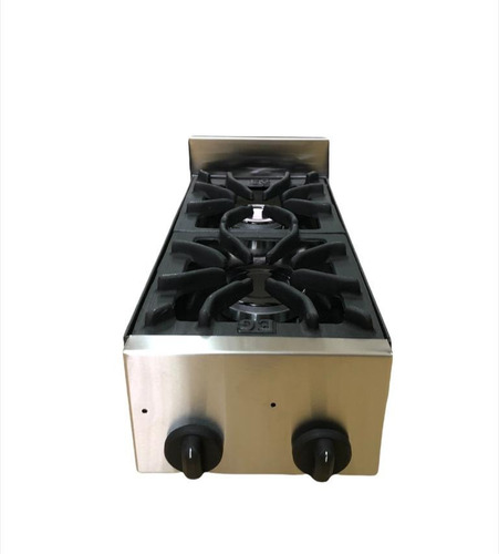 Imagen 2 de 3 de Anafe De 2 Hornallas A Gas Acero Inoxidbable Rejas Fundicion