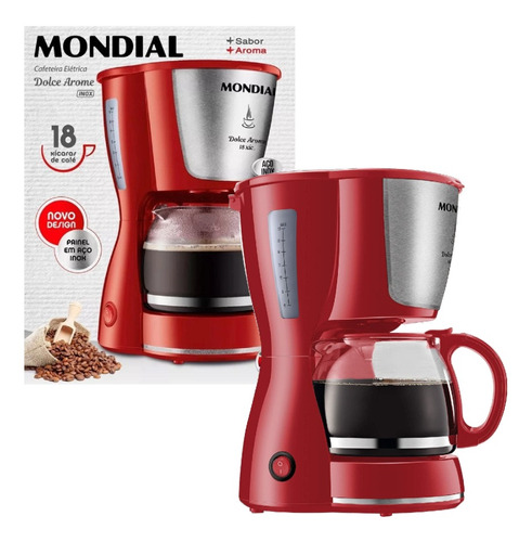 Cafeteira Elétrica Mondial 32 Xícaras Inox Vermelho