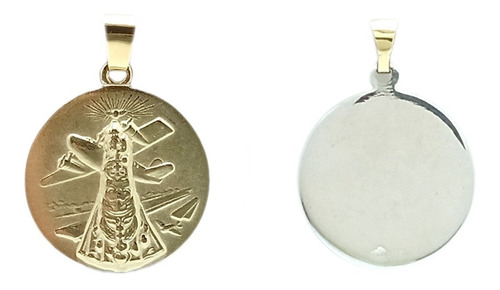 Medalla Virgen De Loreto -  Plata Con Frente De Oro - 22mm 