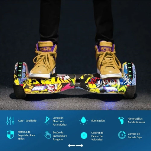 Imagen 6 de 6 de Hoverboard Electrica Patineta Con Luces Ruedas 10 Pulgadas